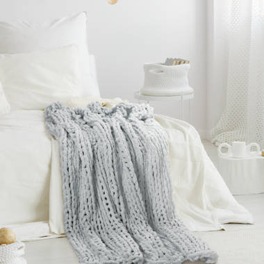 Gray and white online throw blanket